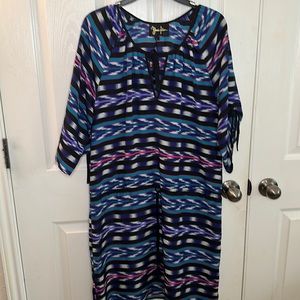 Beautiful purple and turquoise print dress by Yumi Kim
